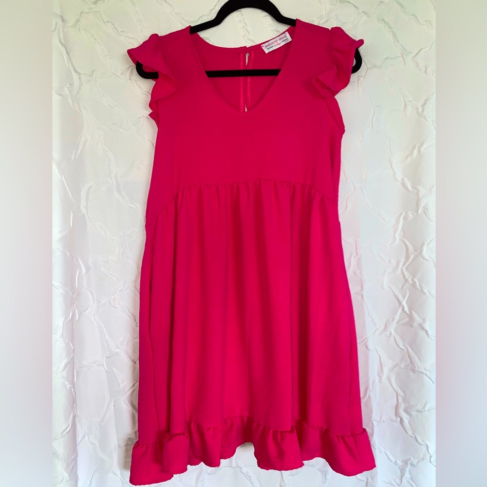 Discount Divas Boutique Pink Ruffle Sleeve Women’s Dress Small Midi Stretch